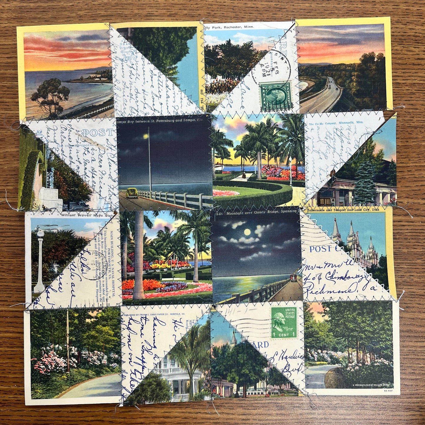 Vintage Postcard Quilt Art - PDF Pattern Download